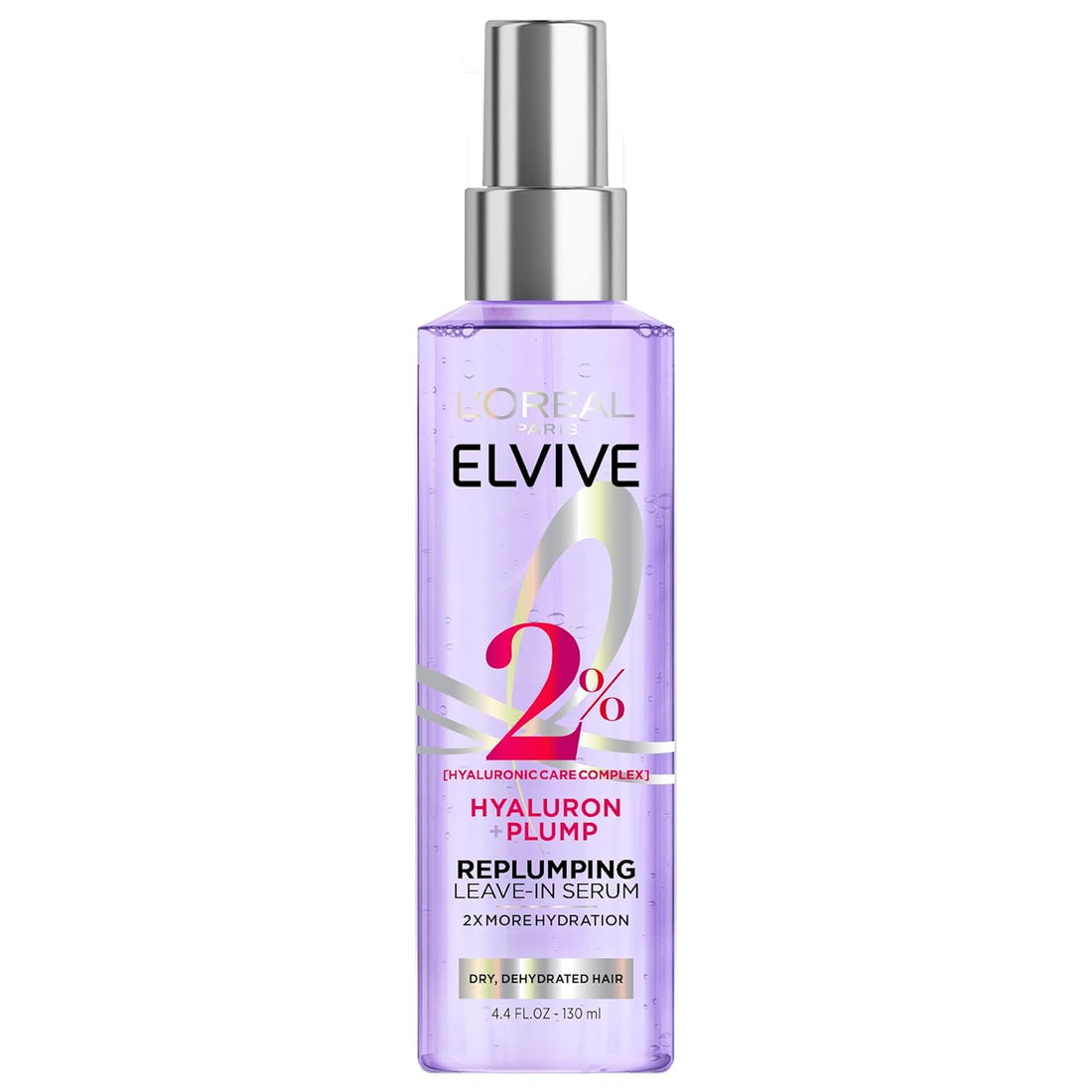 Elvive Hyaluron Plump Moisture Plump Hair Serum for Dehydrated, Dry Hair with Hyaluronic Acid Care Complex, Paraben-Free, 4.4 Fl Oz